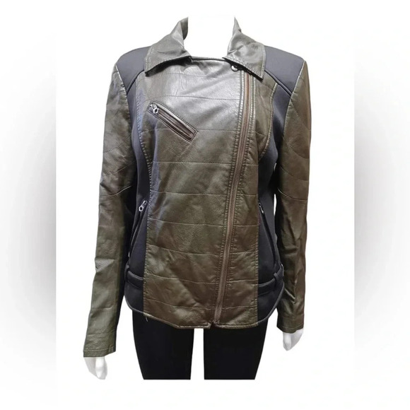 Guess Moto Faux Leather  Jacket Size Large - Picture 1 of 11